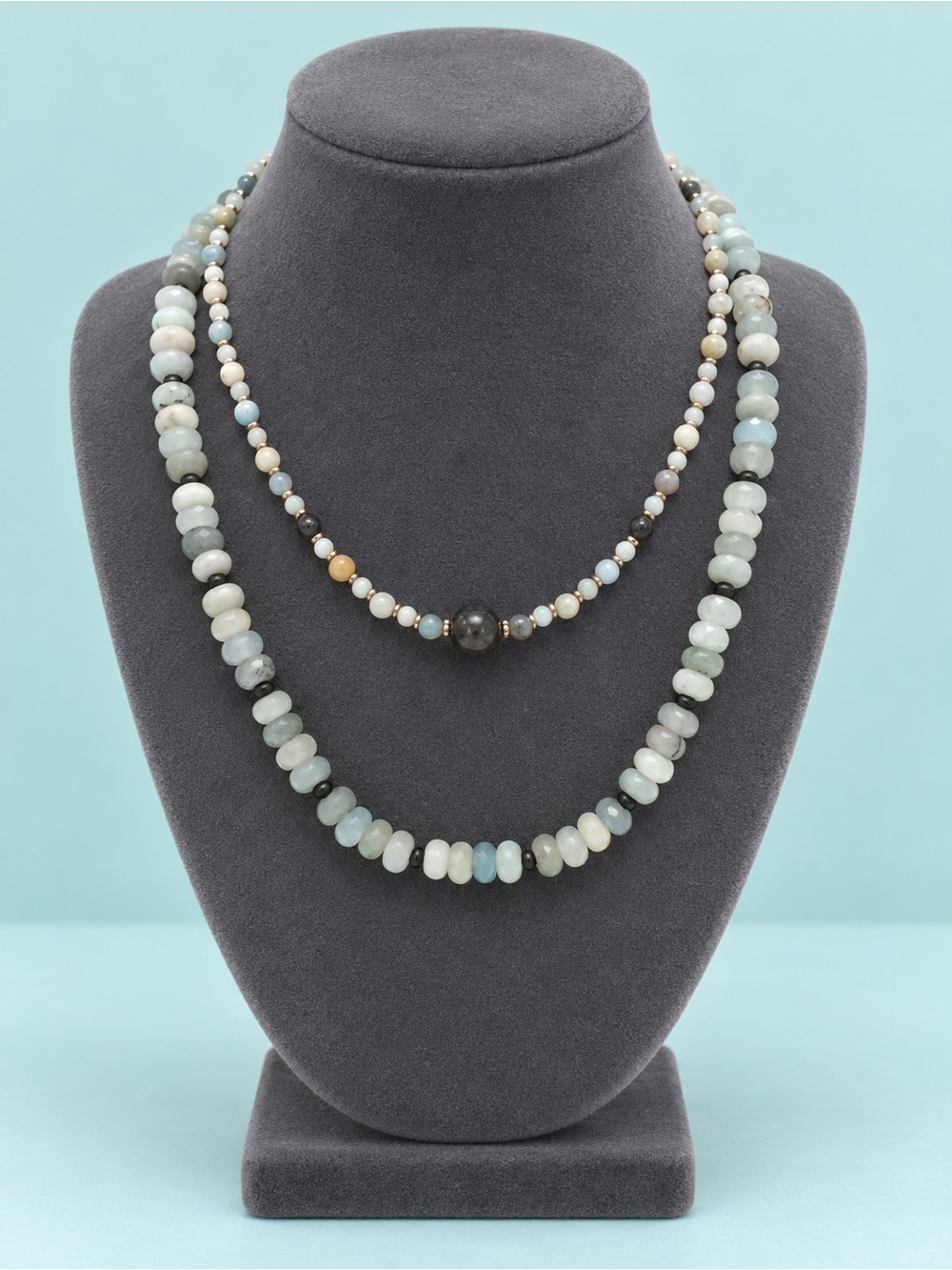 Artisan Black Amazonite Demi Parure